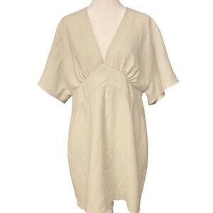 Hoss Intropia White Batwing V Neck High Waist Shift Dress Size 44 / 8 us